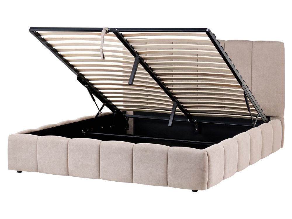 Ottoman Bed VAUVERT Fabric Taupe 160 x 200 cm (EU King Size)