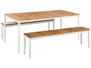 Garden Dining Set with Benches 6 Seater GIOVINAZZO Acacia Wood Brown_1125208