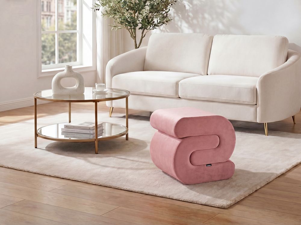 Pouf ARCADIA Velours Rose