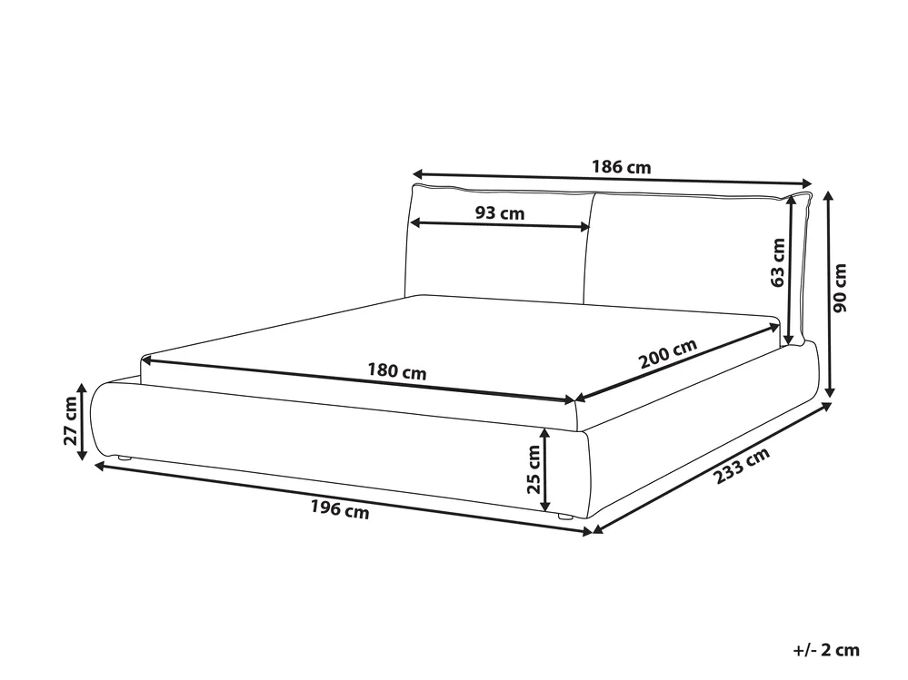 Waterbed Fabric VINAY 180 x 200 cm (EU Super King) Light Grey_970459