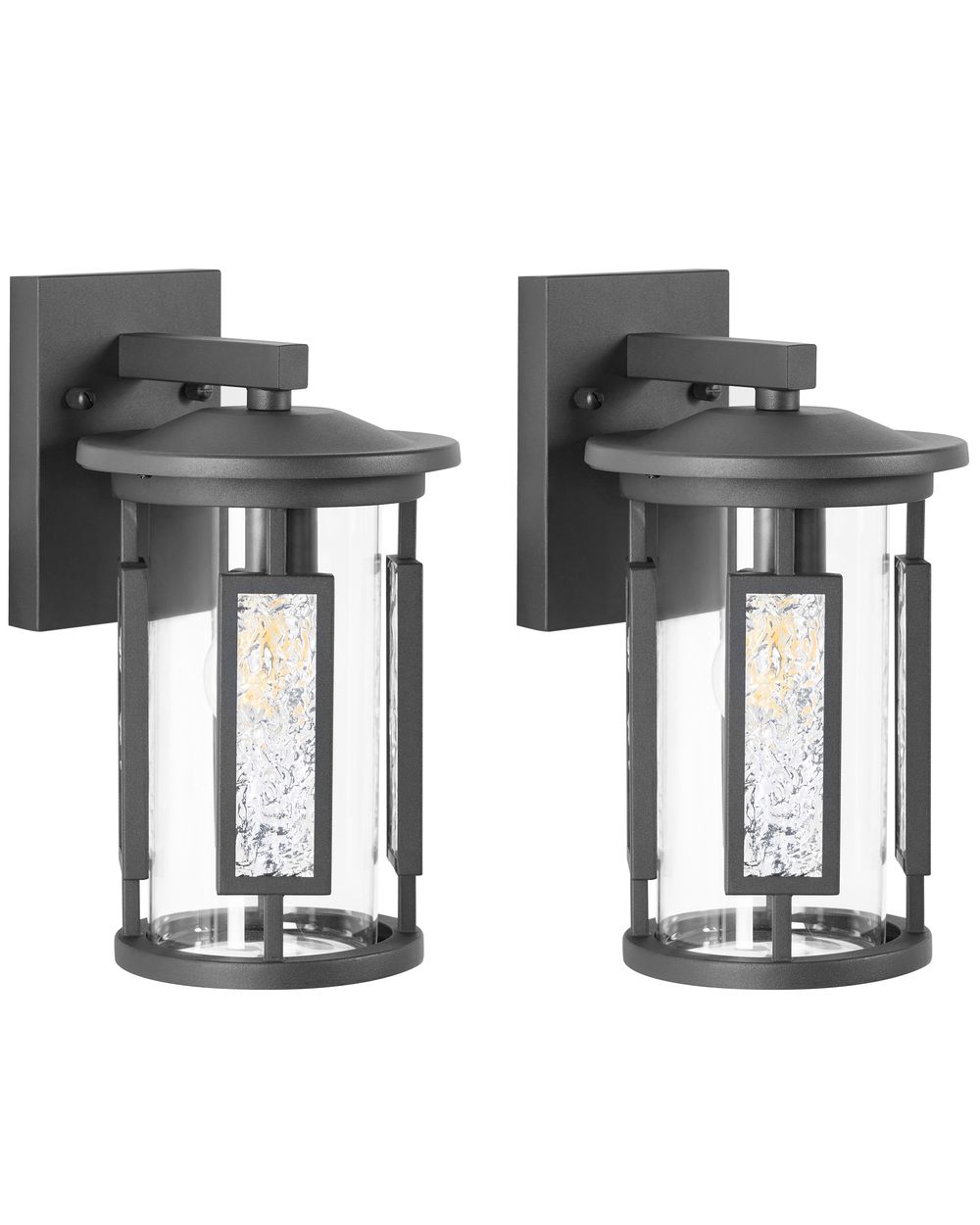 Set of 2 Outdoor Wall Lights VEDEA Black