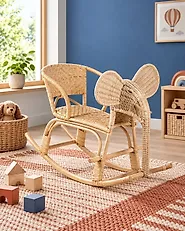 Kids Rocking Chair Elephant AMPOLLINO Rattan Natural_1179137