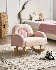 Kids Rocking Chair Rainbow OMBO Boucle Pastel Pink_977400