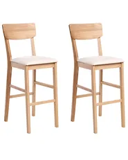 Set of 2 Bar Chairs AMBLER Wood Light Brown/ Beige_1010704
