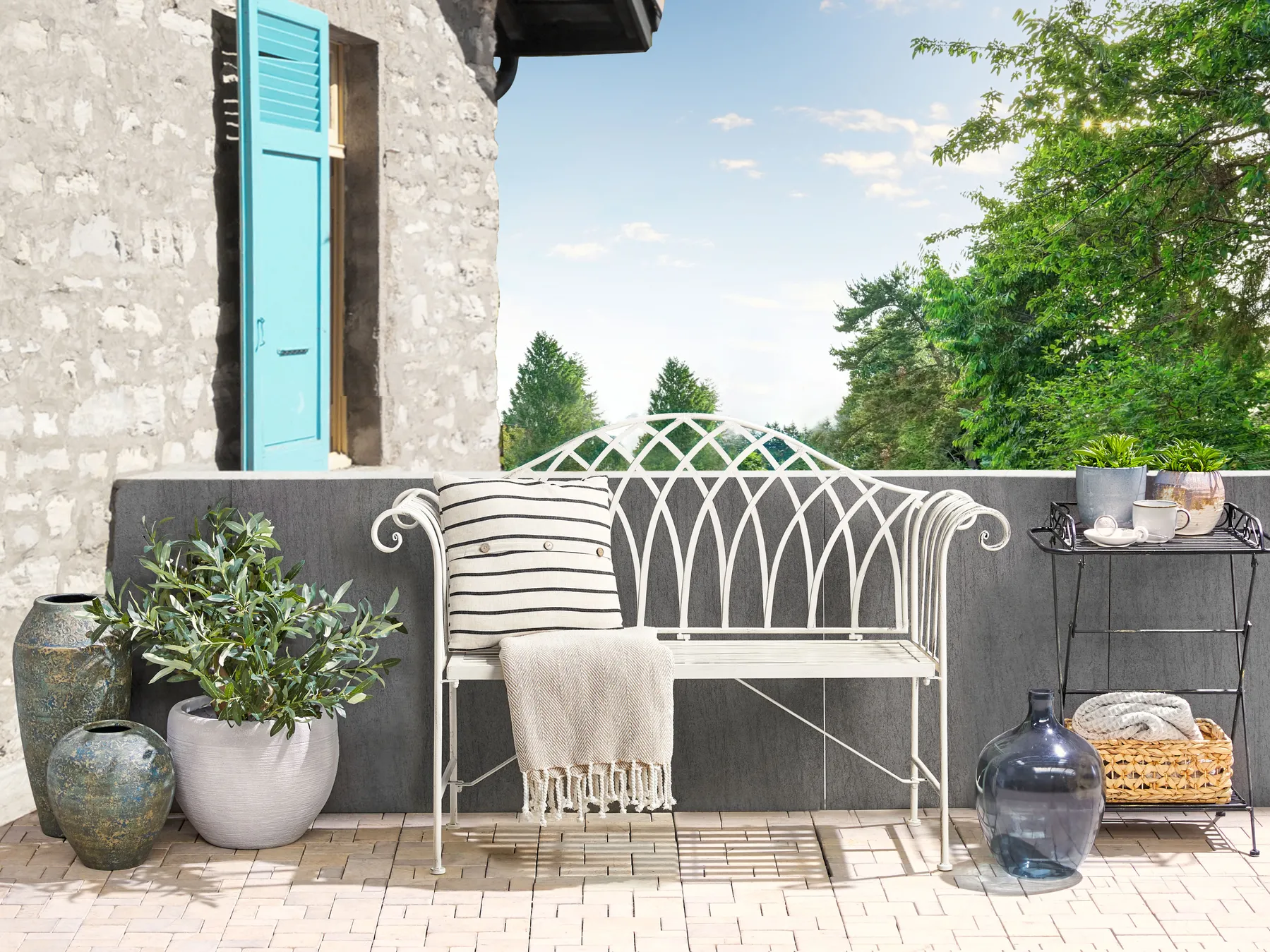Garden Bench MILAZZO 130 cm Metal White_774688
