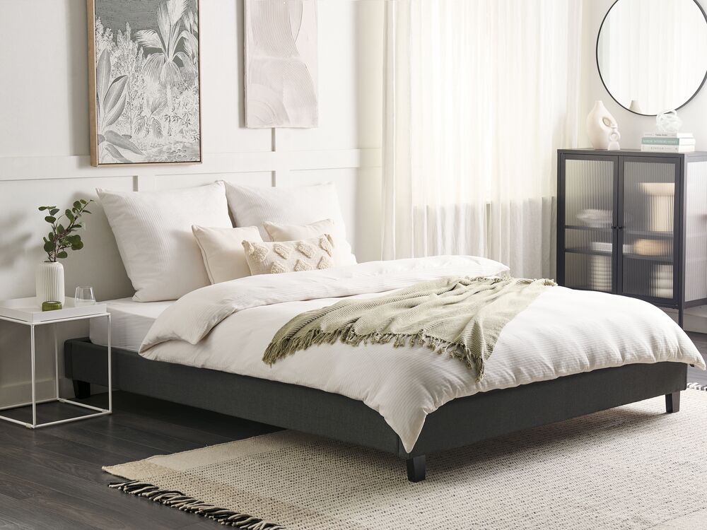 Bed without Headboard Fabric ROANNE 180 x 200 cm (EU Super King) Grey