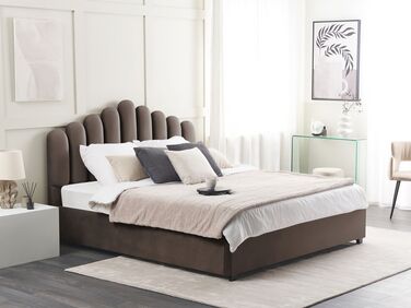 Velvet EU Super King Size Ottoman Bed Taupe VINCENNES