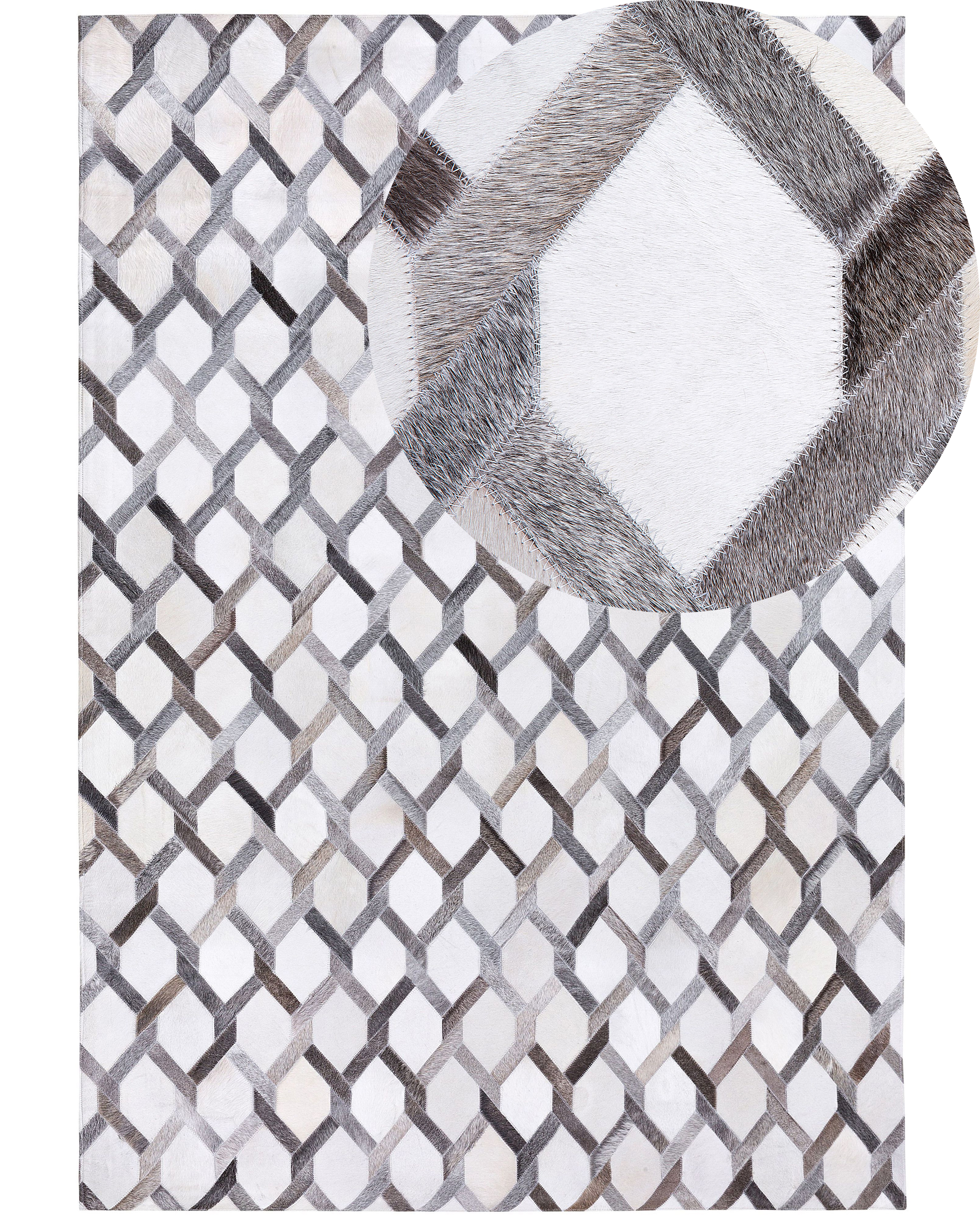 Moderner Teppich in Grau mit raffiniertem Rautenmuster 160x230 cm Aydin
