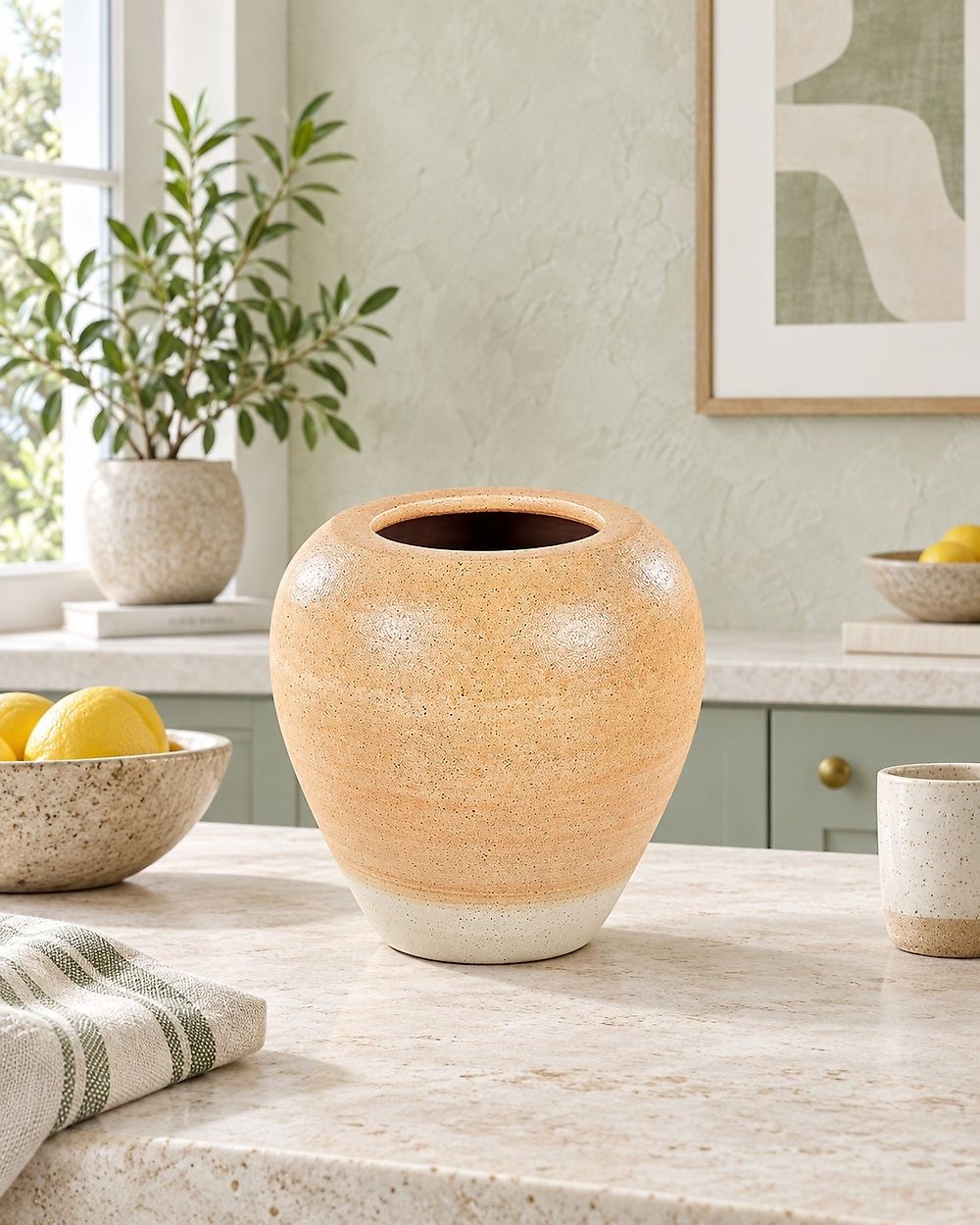 Vase décoratif SKIONE 34 cm Céramique Marron clair