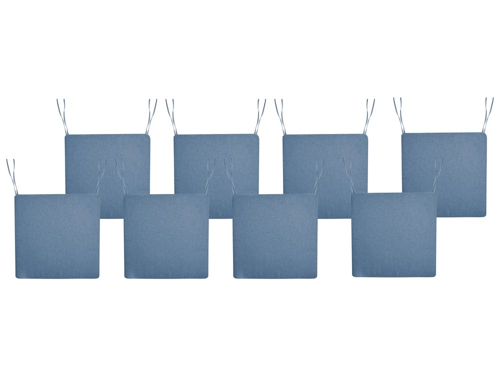 Set of 8 Garden Chair Cushions SASSARI PREMIUM 46 x 46 cm Blue