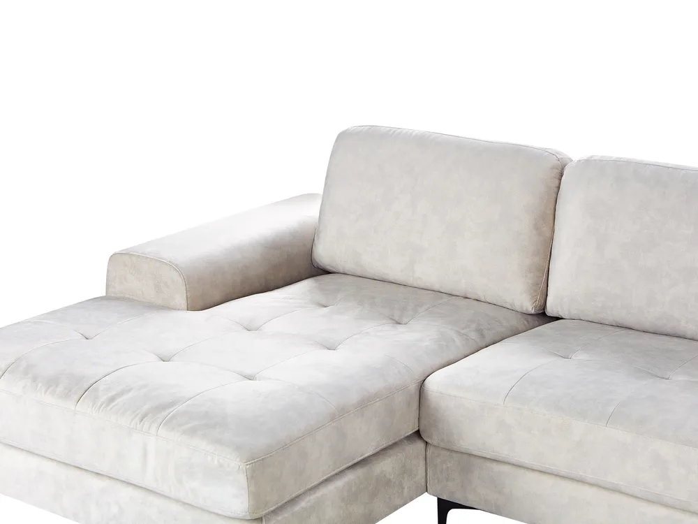 Corner Sofa 4 Seater KIRUNA Velvet Light Beige Right Hand_958027