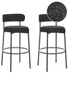 Lot de 2 chaises de bar en tissu bouclé noir ALLISON_913903