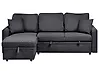 Corner Sofa Bed NASSJO Faux Linen Black Right Hand