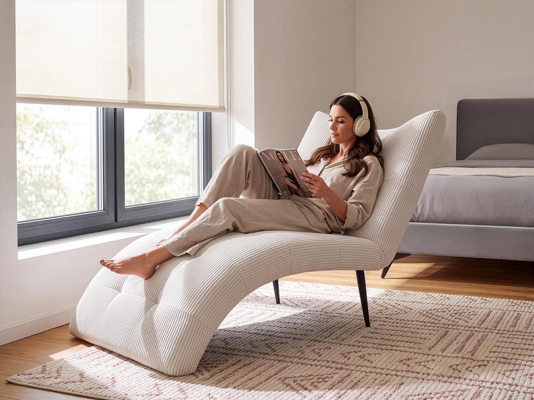 Chaise Longue QUILLY Corduroy Off-White_1096012