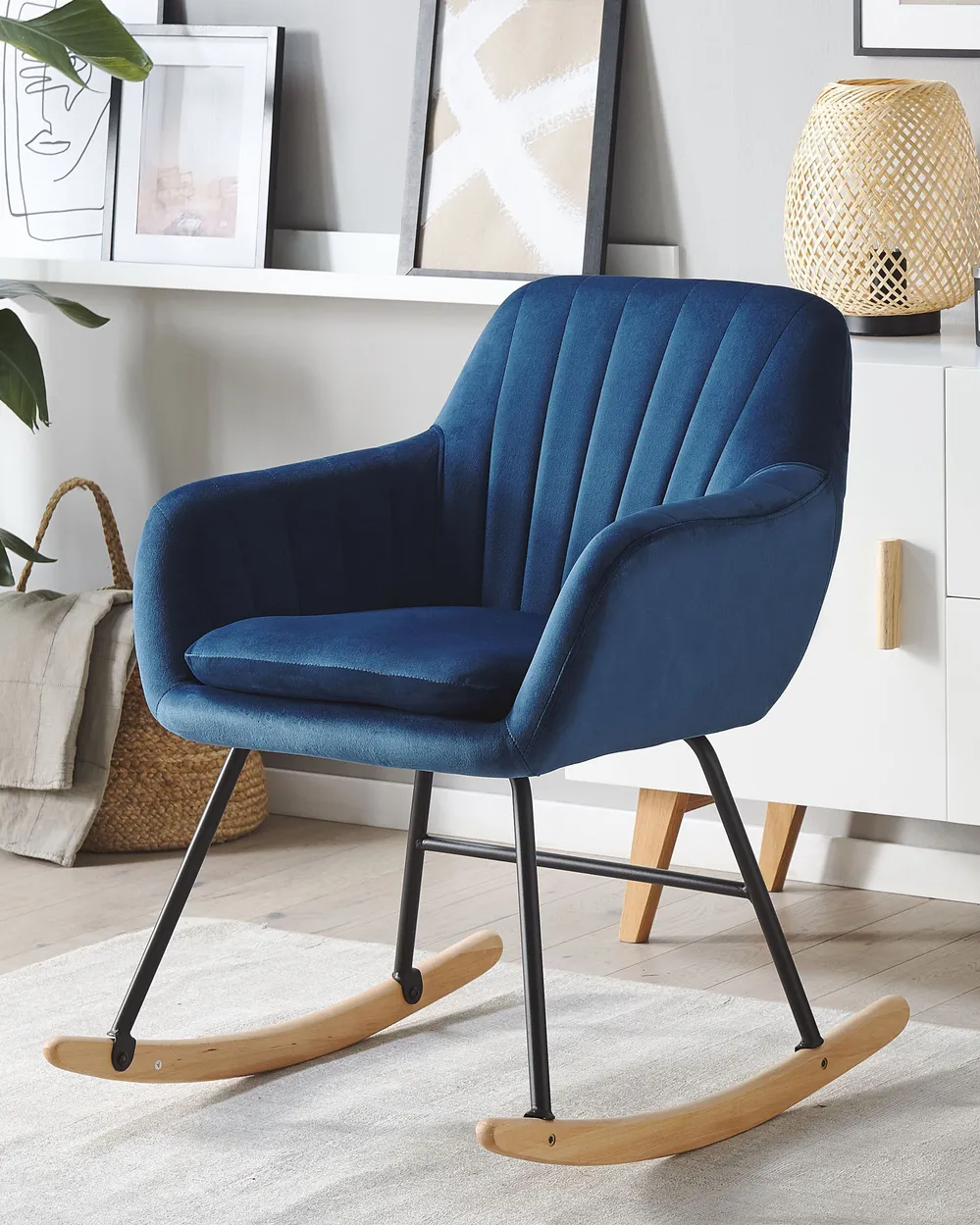 Rocking Chair LIARUM Velvet Navy Blue - Main Image