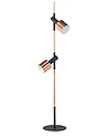 Floor Lamp OWENS Adjustable Oak Wood Black