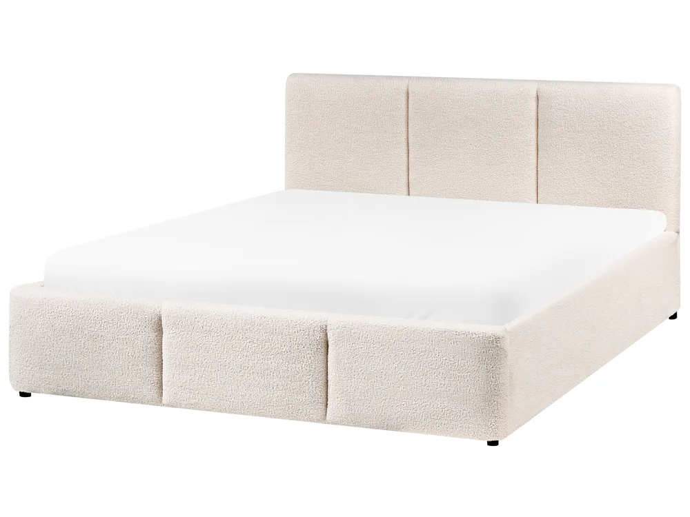 Bett mit Stauraum BOUSSE Bouclé Cremeweiss 140 x 200 cm_980047
