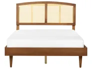 Bed with LED Rattan VARZY 140 x 200 cm (EU Double) Brown_943943