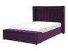  Sametová postel s lavičkou 140 x 200 cm fialová NOYERS_783322