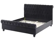 Bett mit Lattenrost Samtstoff AVALLON 140 x 200 cm Schwarz_743638