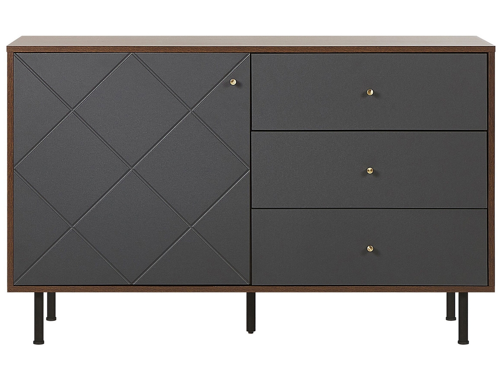 Sideboard Dark Wood with Grey PALMER Beliani