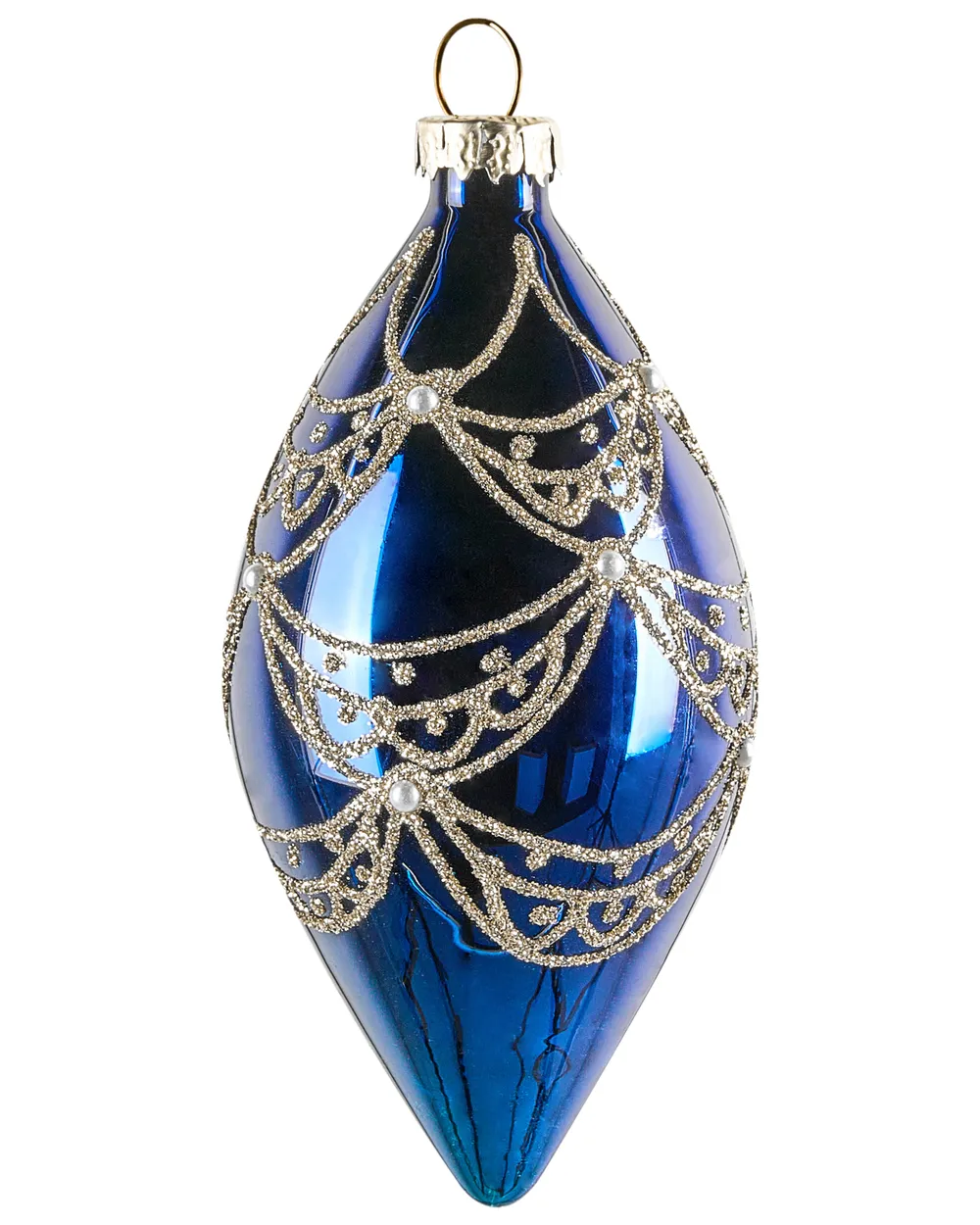 Set of 35 Baubles ICEDROP Glass Blue/ Gold_1028545