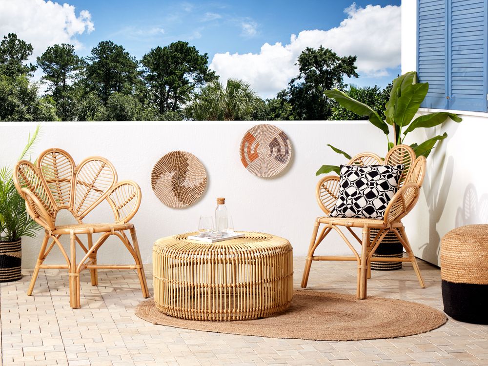 Rattan Bistro Set Natural FLORENTINE II RANDAZZO Beliani.cz