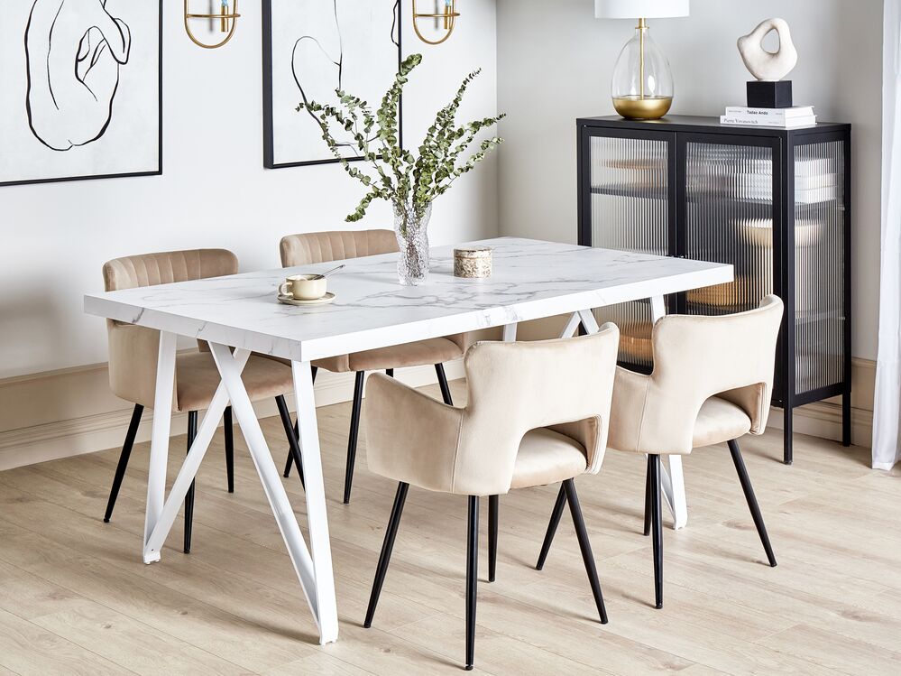 Eettafel GRIEGER Wit marmer 160 cm 90 cm