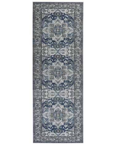 Teppich grau / blau 70 x 200 cm orientalisches Muster Kurzflor KOTTAR
