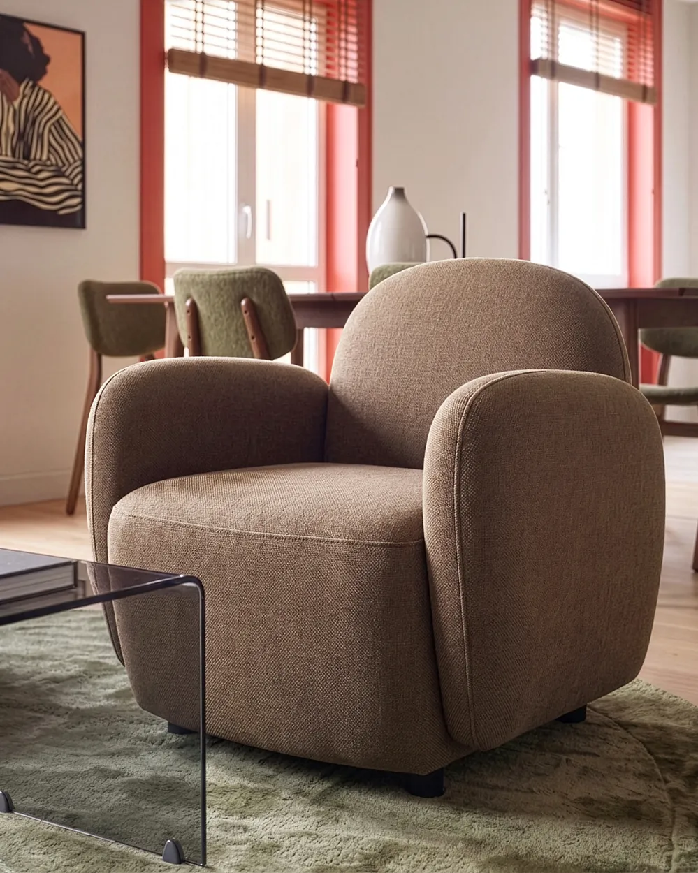 Armchair JULE Fabric Brown