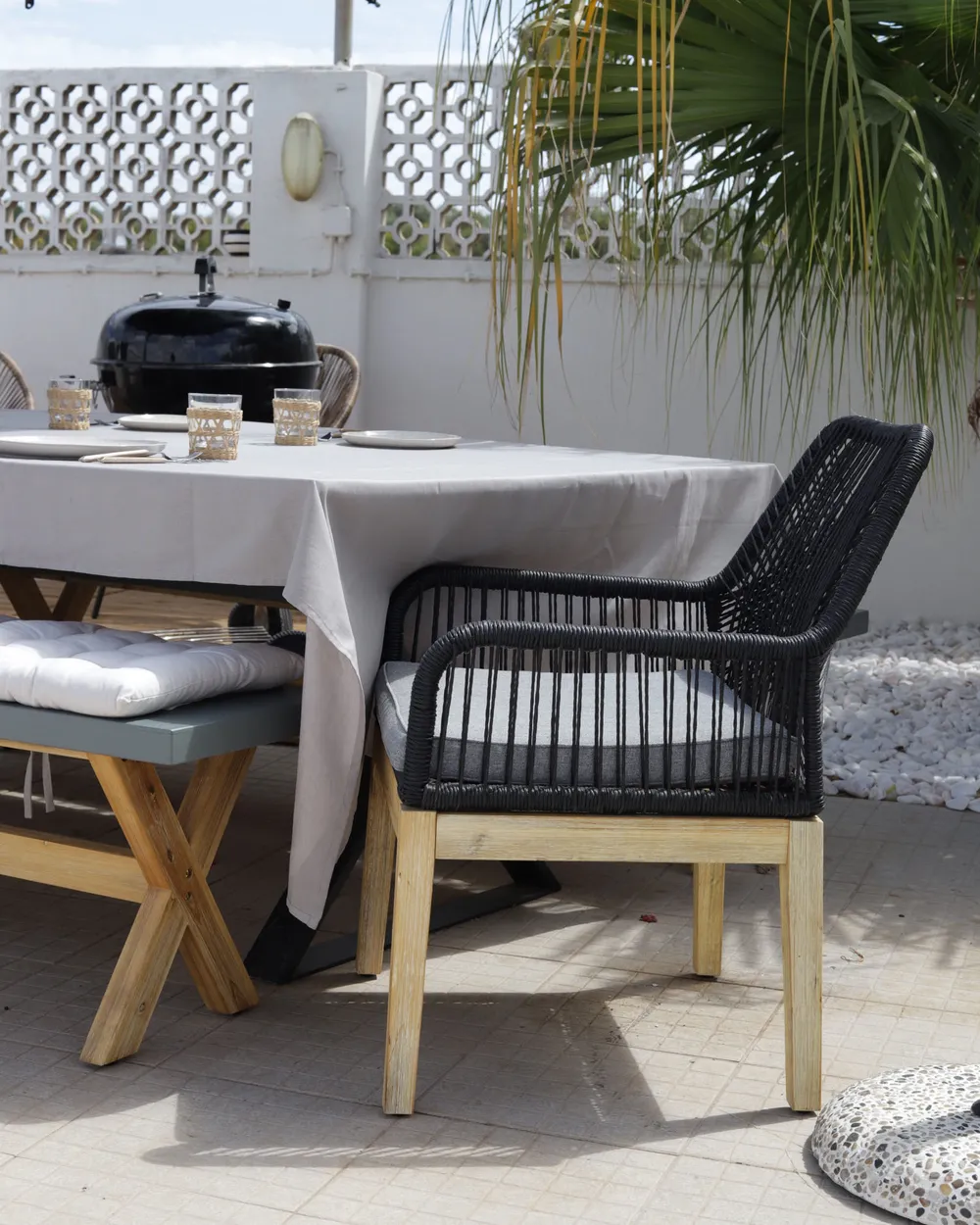 Zestaw ogrodowy dla 6 osób OLBIA z poduszkami Czarny_931850