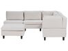 5 Seater Left Hand Modular Fabric Corner Sofa with Ottomane Light Beige UNSTAD_925409