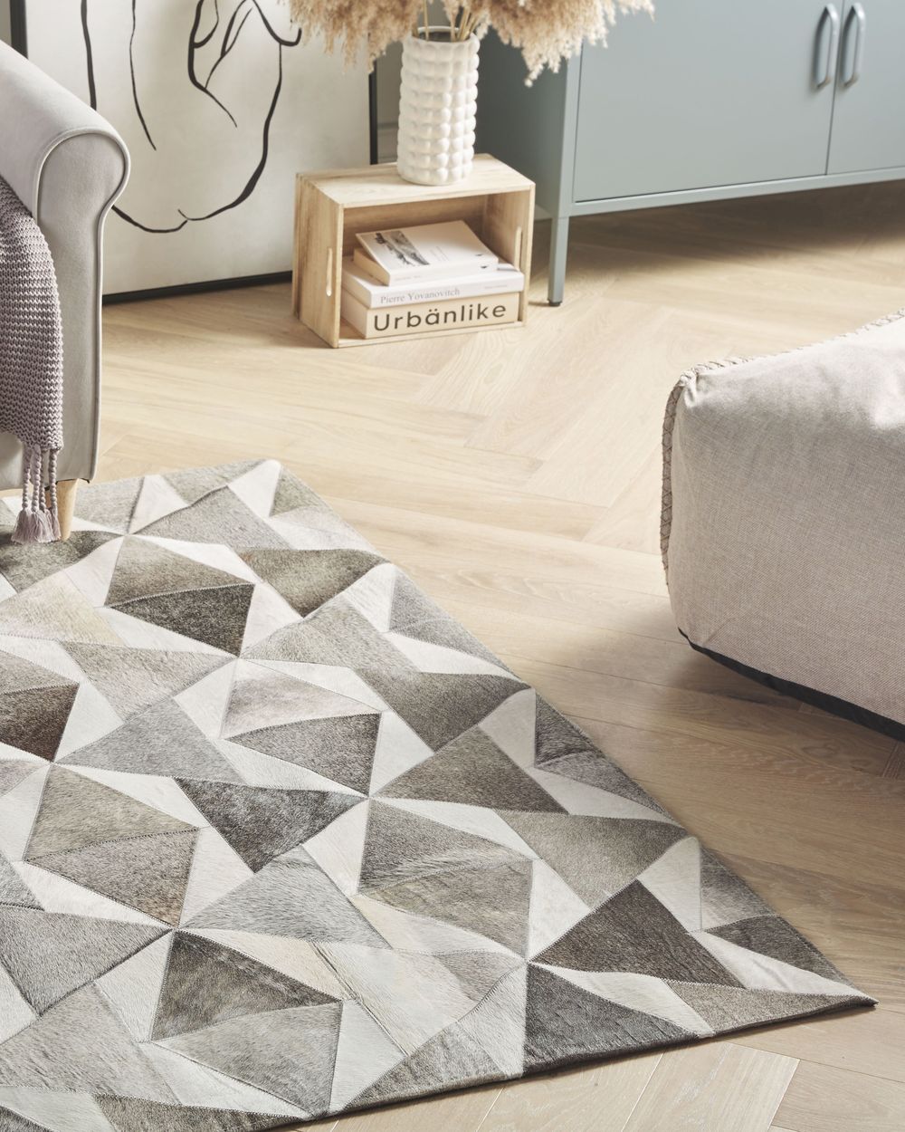 Tapis ALAKA Gris 160 x 230 cm Cuir