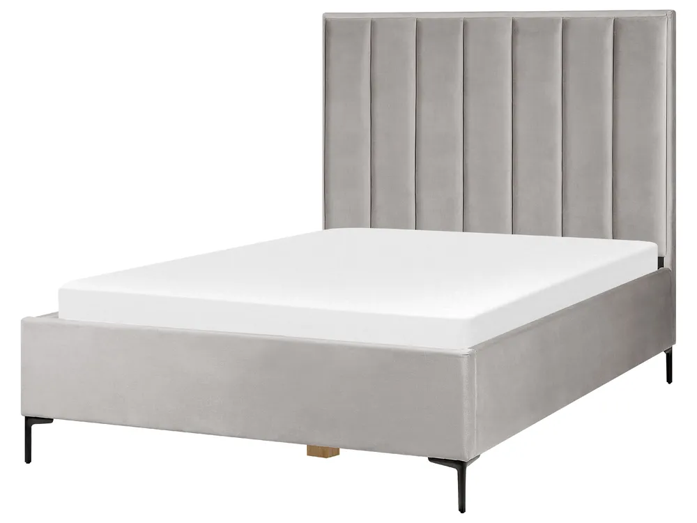 Bedroom Set SEZANNE Velvet Light Grey 140 x 200 cm (EU Double)_800108