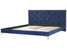 Sametová postel 180 x 200 cm námořnická modrá LIMOUX_867273