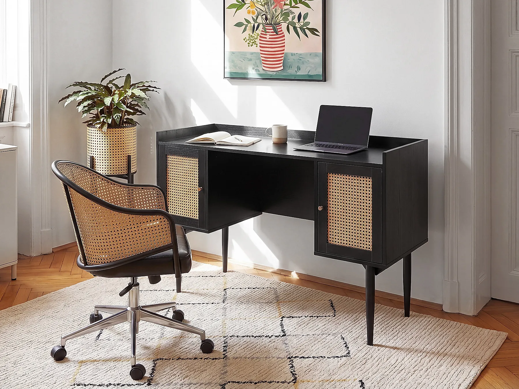 Home Office Desk RATANA 130 cm x 50 cm Black_1191757