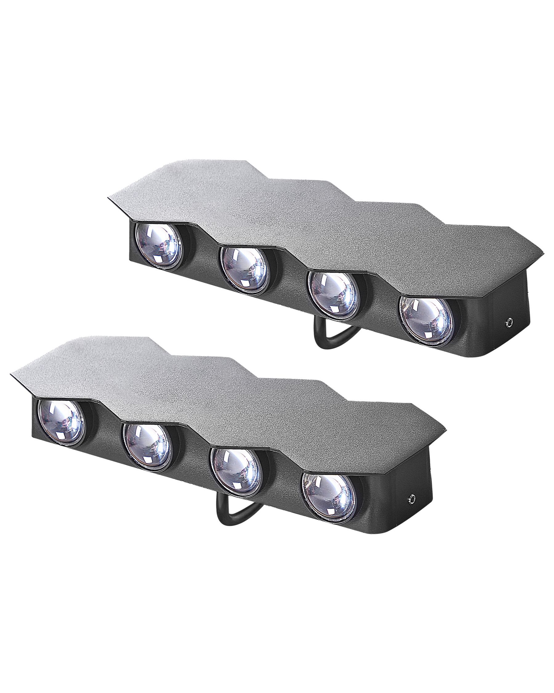 Set of 2 Outdoor LED Wall Lights Black WELDON_917138