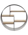 4 Tier Geometric Wall Shelf Black and Light Wood SANDIA_783026