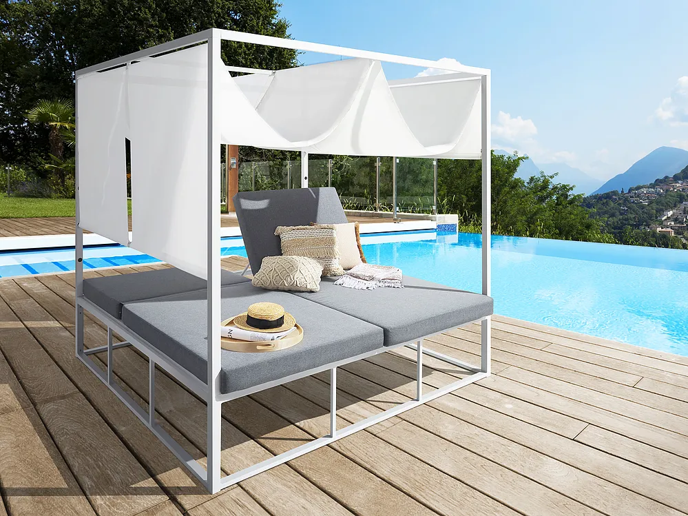 Garden Daybed PALLANZA Metal White_1155104