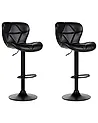 Set of 2 Bar Chairs VALETTA Swivel Faux Leather Black