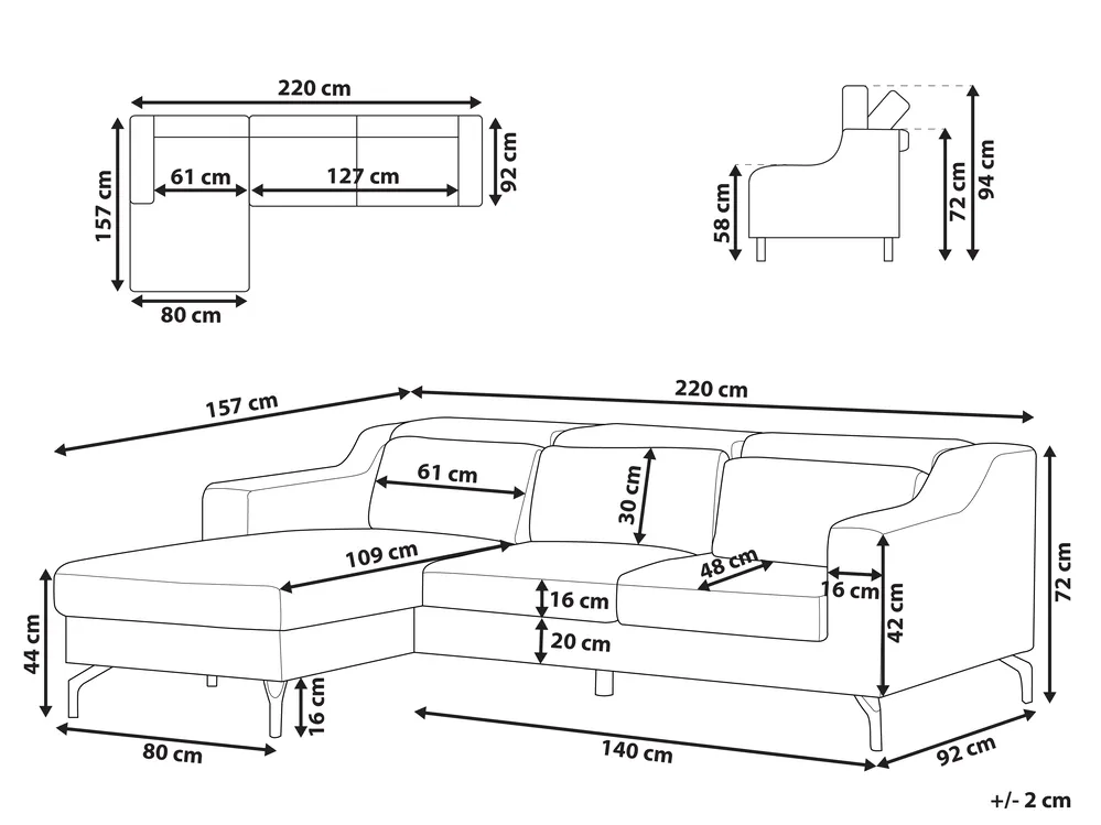 Corner Sofa 4 Seater GLOSLI Chenille Blue Right Hand_915437