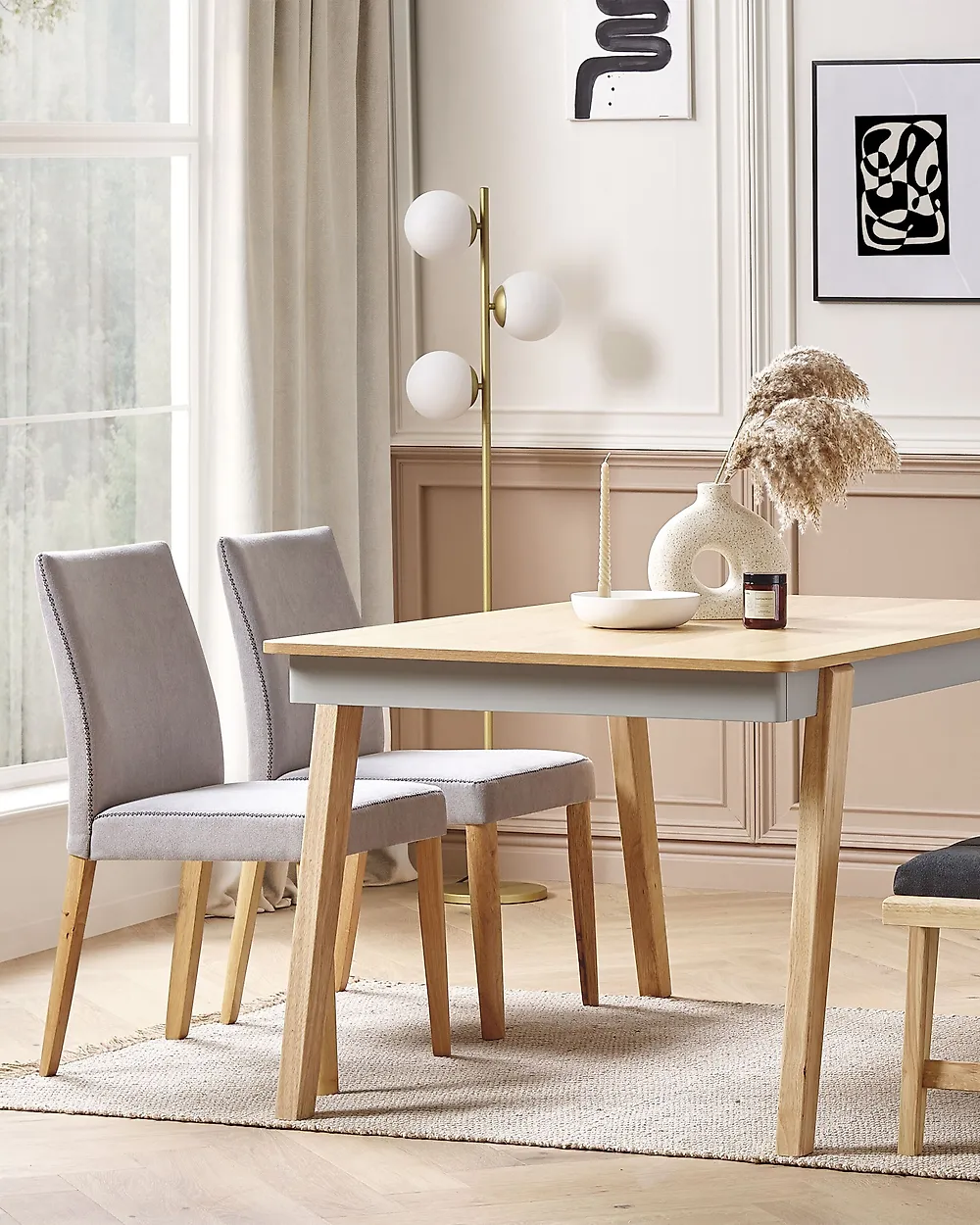 Set of 2 Dining Chairs PHOLA Fabric Grey_1179898