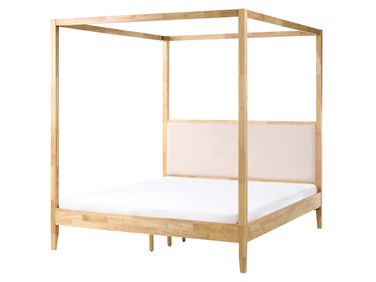 Postel s baldachýnem Dřevo HAILLICOURT 160 x 200 cm Světle hnědá