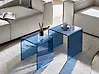 Set of 2 Side Tables KENDALL Tempered Glass Blue