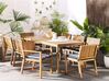 8 Seater Acacia Wood Garden Dining Set with Navy Blue and White Cushions SASSARI_774922