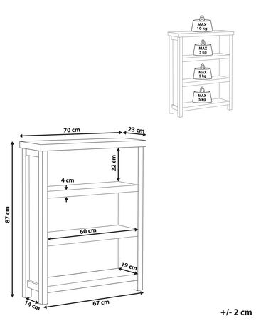 3 Tier Bookcase Grey CLIO Beliani