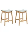 Set of 2 Bar Stools DIXON Wood Light Brown/ Mint