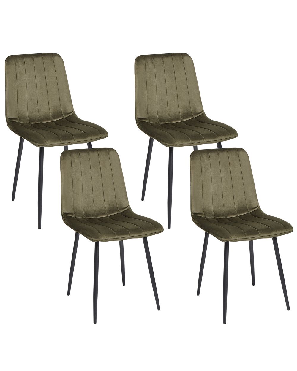 Set di 4 sedie da pranzo KALISPELL Velluto Verde oliva