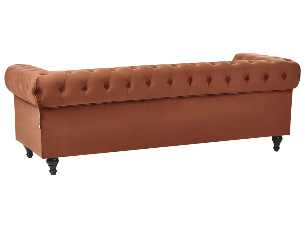 Living Room Set 4 Seater CHESTERFIELD Velvet Golden Brown_1036592