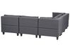 5 Seater Right Hand Modular Fabric Corner Sofa with Ottoman Dark Grey UNSTAD_924661